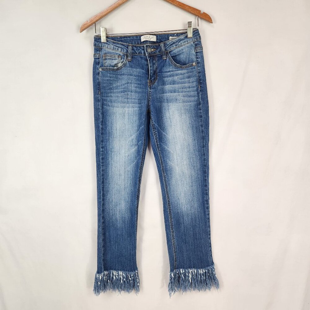 Judy Blue Fringe Hem Denim Jeans Womens SIze 9/29 Blue Mid Rise Medium Wash Pant